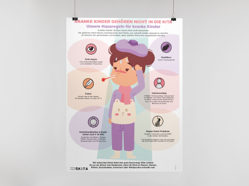 Poster: Kranke Kinder gehören nicht in die Kita