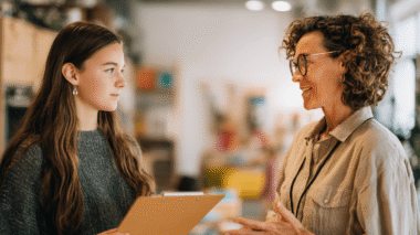 austausch praktikantin und Praxisanleitung zum leitfaden