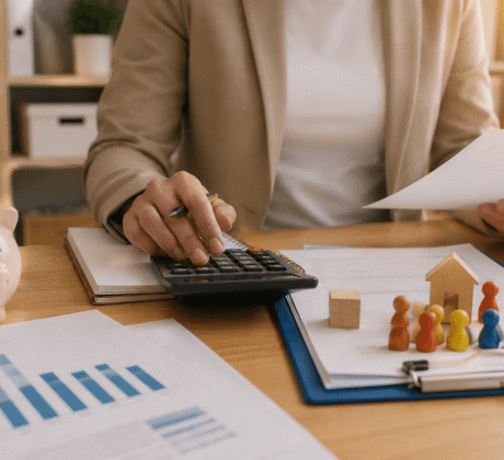 Arbeitsplatz mit Finanzplanung und Organisation
