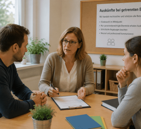 Beratungsgespräch im Büro mit Dokumenten