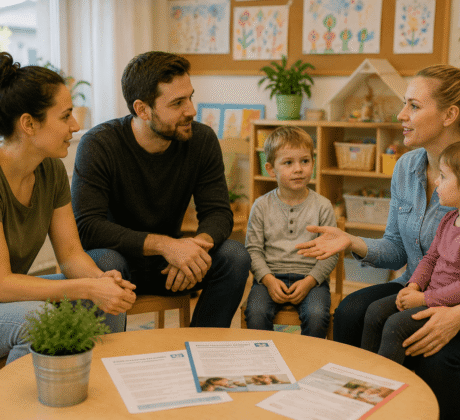 Eltern-Kind-Gespräch im gemütlichen Raum