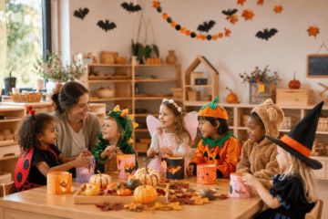 Herbstliche Bastelstunde mit Halloween-Dekoration