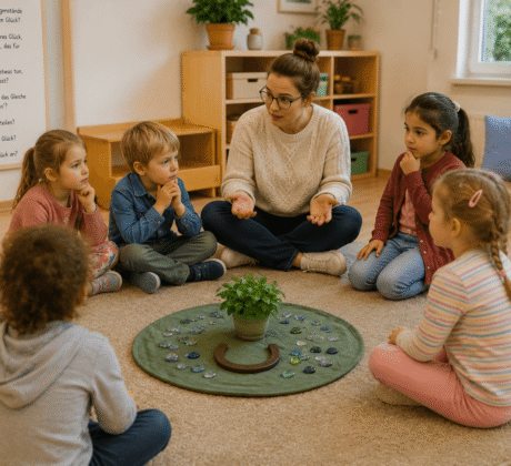Kreiszeit im Kindergarten über Gefühle.