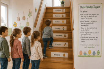 Oster-Wörter-Treppe in der Kita