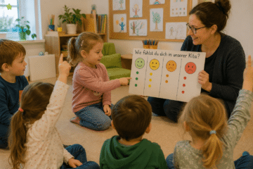 Kinder werden befragt, wie wohl sie sich fühlen.