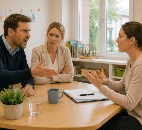kritische eltern in elterngespräch