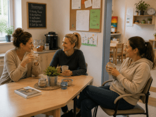 ErzieherInnen machen gemeinsam Pause in der Kita